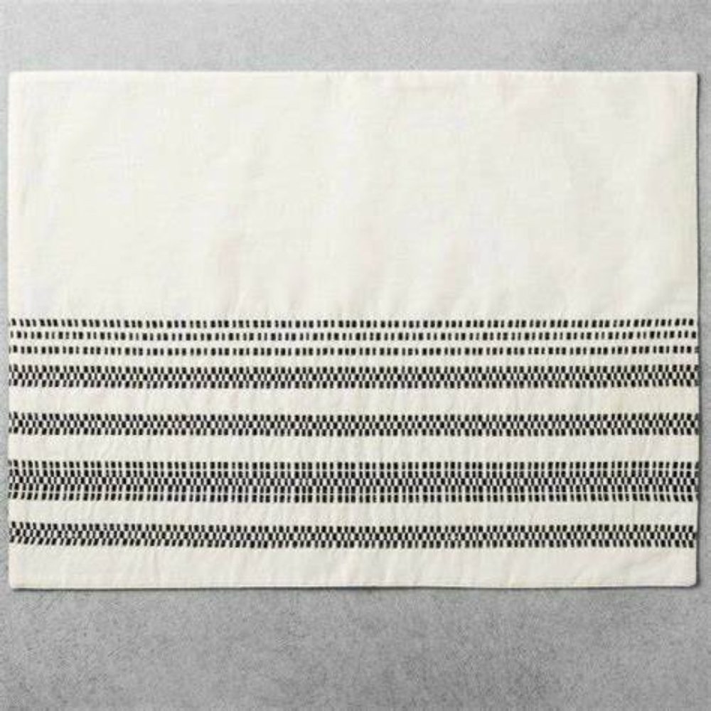 Hearth & Hand w/Magnolia Woven Black/Sour Cream Placemat-Set of 6